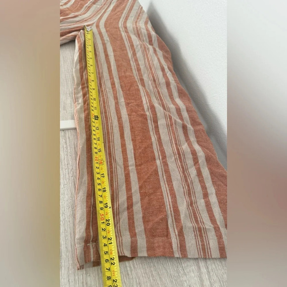 J Jason Wu Striped Linen Button Front Jumpsuit Terracotta Relaxed Comfy Small - Picture 9 of 13